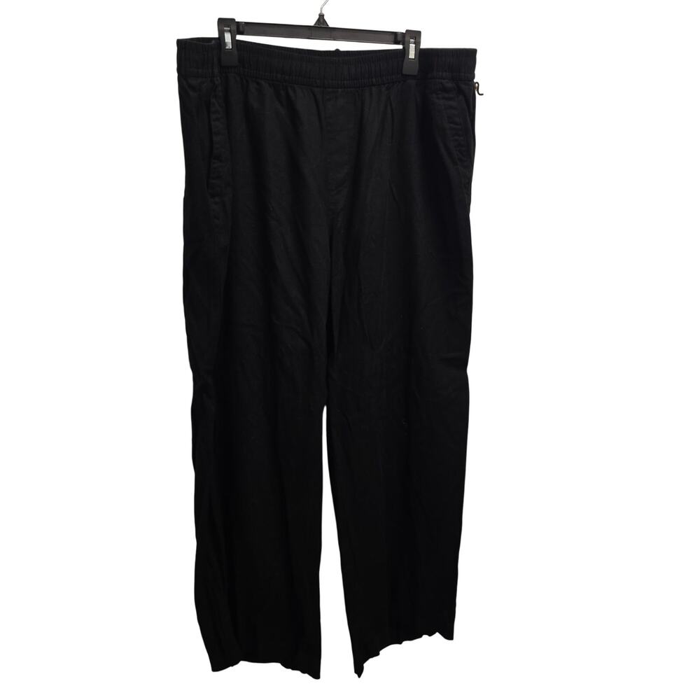 Women's Old Navy 2X Wide Leg Black Linen Pant